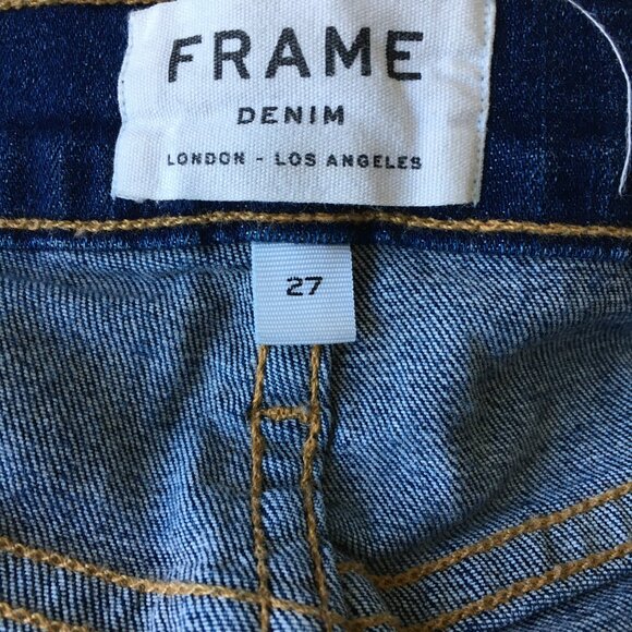 FRAME York Wash 5 Pocket Logo Hardware Le High Rise Waist Slim Fit Skinny Jeans - Picture 2 of 12